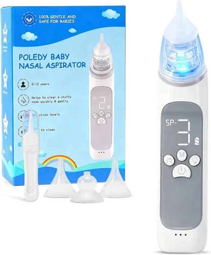 Aspirador nasal eléctrico para bebé, ventosa de nariz impermeable para niños pequeños, limpiador de nariz con 3 puntas de silicona, 3 niveles de