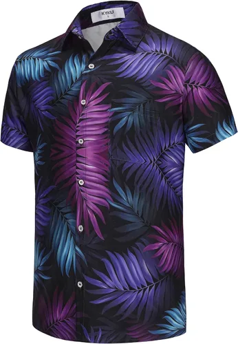 Miniatura 15 de KYKU Hawaiian Shirt for Men: Tropical Summer Beach Short Sleeve Button Down Shirt with Pocket