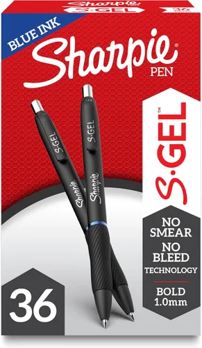 Sharpie S-Gel, bolígrafos de gel, punta gruesa (0.039 pulgadas), bolígrafo de gel de tinta azul, 36 unidades