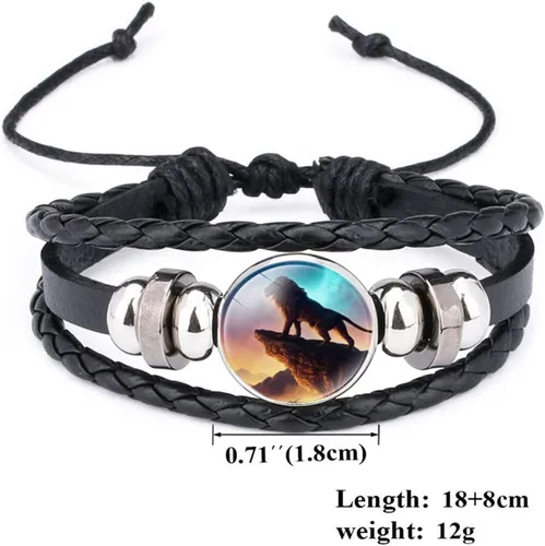 Miniatura 3 de Pulsera ajustable de cuero trenzado de león, pulseras de abalorios, gran regalo para mujer