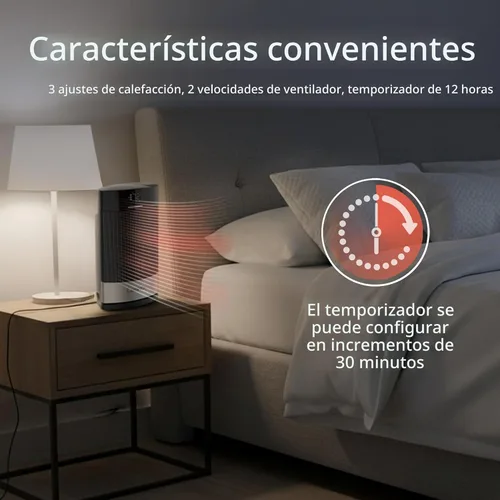 Miniatura 6 de Lasko Ellipse - Calentador de mesa de cerámica para el hogar con interruptor de vuelco, bloqueo para niños, pantalla digital, termostato, modo
