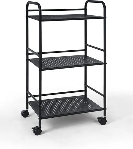 Miniatura 7 de SunnyPoint Carrito utilitario con ruedas de 3 niveles, organizador de almacenamiento de metal con ruedas, carrito de cocina móvil, organizador
