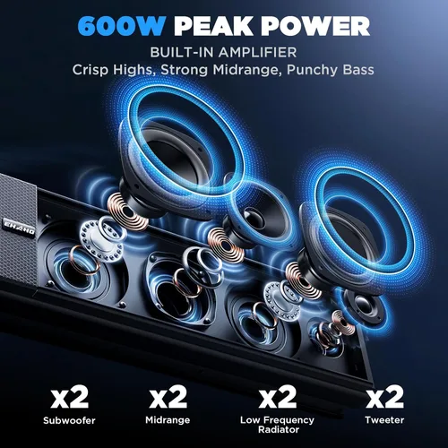 Miniatura 3 de Ehaho Barra de sonido UTV de 34 pulgadas con subwoofer, barra de sonido SXS de 8 altavoces con Bluetooth e iluminación RGB, altavoces impermeables