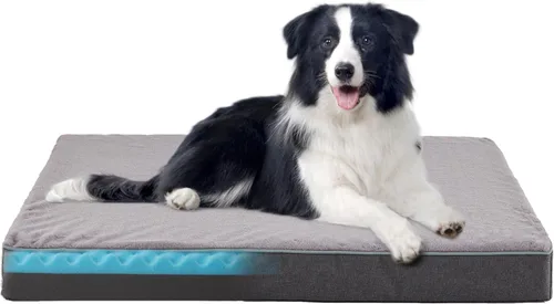Miniatura 25 de WATANIYA PET Cama grande de espuma viscoelástica para perros, cama ortopédica para perros con espuma de gel refrescante, forro impermeable y funda