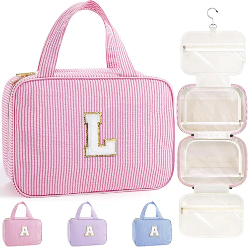 Miniatura 52 de TOPEAST Neceser colgante de viaje, bolsa de aseo personalizada con inicial, regalos de cumpleaños para mamá, hija, hermana, amigas, artículos Púrpura