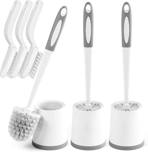 Holaloha Cepillo de inodoro, paquete de 3 cepillos de inodoro para baño con soporte, accesorios de baño, cepillo de inodoro con 3 cepillos de