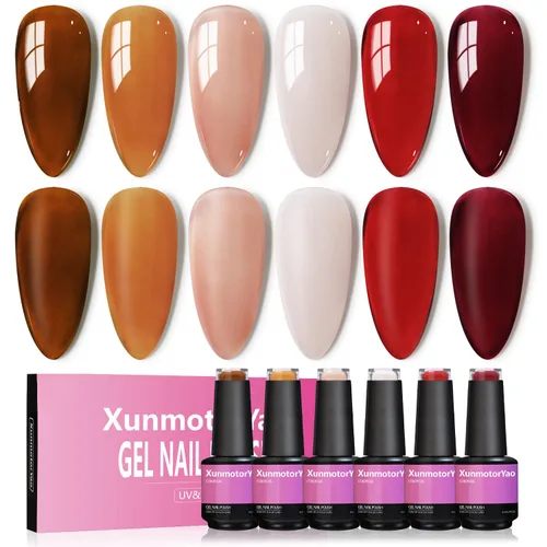 Miniatura 17 de Juego de esmaltes de uñas de gel, 6 colores, color rosa nude, kit de esmalte de uñas LED UV, kit de uñas Minicure para bricolaje, arte de uñas