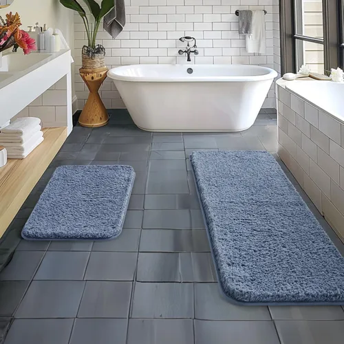 Miniatura 103 de MIULEE Juego de 2 alfombras de baño antideslizantes peludas extra gruesas y suaves, alfombrillas de baño de microfibra suave absorbente de agua