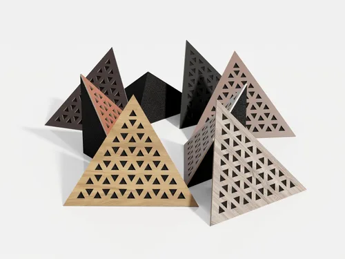Miniatura 7 de (Paquete de 2) — Espuma acústica de absorción de sonido y difusión para esquinas de techo, trampa de bajos «Triángulo-TRI» con placa HDF laminada