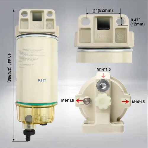 Miniatura 4 de Conjunto separador de agua con filtro de combustible R25T │Compatible con motores diesel de la serie 245R de 10 micrones con accesorios │Reemplaza#