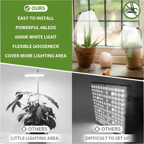 Miniatura 4 de Luz de cultivo para plantas de interior, lámpara de planta de cuello de cisne de espectro completo de 6000K para semillas, plantas suculentas
