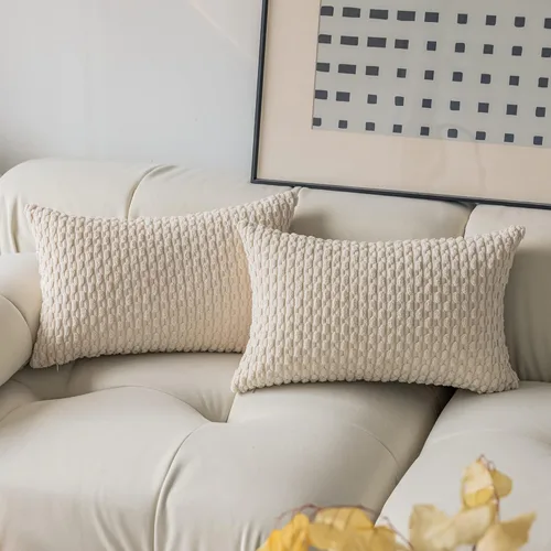 Miniatura 58 de Kevin Textile - Juego de 2 fundas de almohada decorativas de pana de 22 x 22 pulgadas, suaves, estilo bohemio, a rayas, decoración moderna del hogar