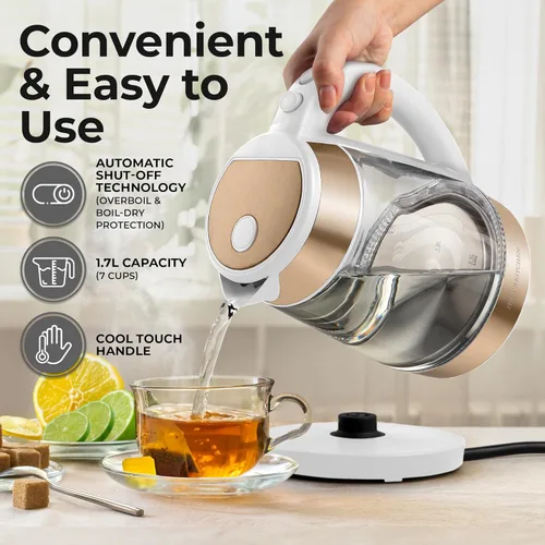 Miniatura 2 de Zulay Kitchen Hervidor de Agua Eléctrico de Ebullición Rápida - 1.7L, 1500W, Apagado Automático para Protección contra Sobreebullición y Ebullición