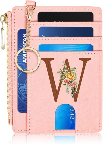 Miniatura 23 de Tarjetero para mujer minimalista y delgado con bolsillo frontal, bloqueo RFID, cartera compacta con ventana para identificación y bolsillo