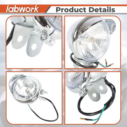 Miniatura 5 de labwork Barra de luz antiniebla direccional para motocicleta con soporte y señal de giro Cromo