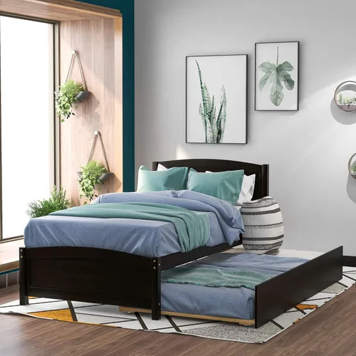 Miniatura 16 de Marco de cama moderno de madera maciza con cajones, plataforma de cama con soporte de listones de madera, no necesita somier, tamaño individual