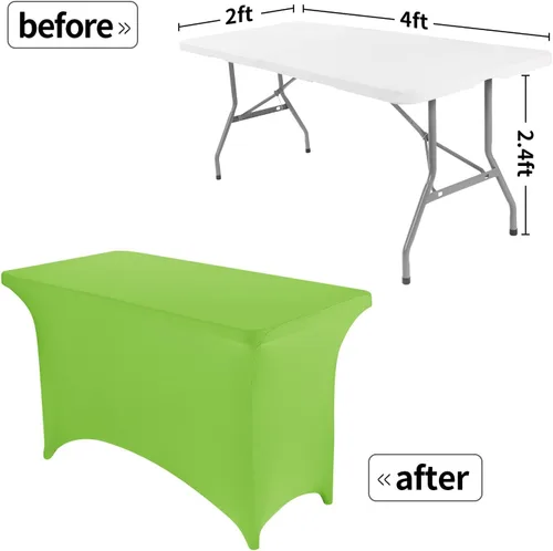 Miniatura 2 de Peomeise - Funda de mesa de elastano de 4 pies, mantel rectangular elástico de elastano (verde manzana, 4 pies)
