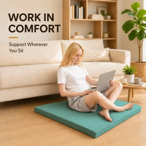 Miniatura 4 de Velvet Zabuton - Tapete de meditación, almohada grande para adultos y cojín de meditación de yoga, asiento de espuma de alta densidad con funda Verde