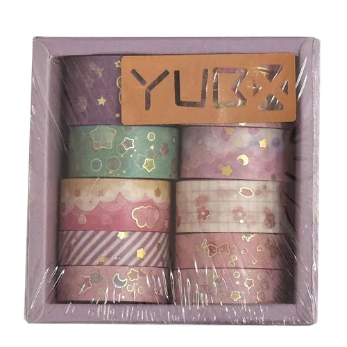 Miniatura 7 de Creative Washi Tape Set - Juego de 10 rollos de cinta adhesiva decorativa con impresión de lámina dorada para artes, manualidades DIY, diarios
