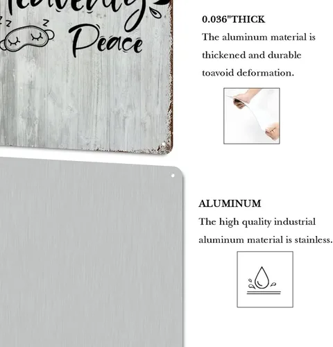 Miniatura 4 de Letrero de metal rústico con versículo de la Biblia para decoración de pared, para dormir en la paz celestial, escritura de grano de madera, letrero