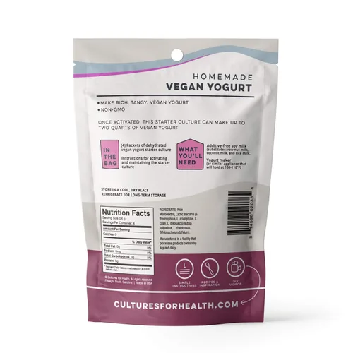 Miniatura 2 de Cultures for Health Cultivo Iniciador Vegano 32 paquetes directos sin lácteos para yogur cremoso a base de plantas Probiótico para la salud