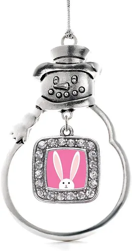 Miniatura 88 de Inspired Silver - Adorno de rodillo de reina - Adorno cuadrado de plata con muñeco de nieve con joyas de circonita cúbica