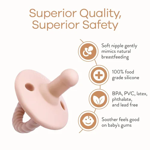 Miniatura 3 de Comfy Cubs Chupetes para bebé, paquete de 4 para 6 a 18 meses, forma de pezón suave similar al pecho, chupete de silicona compatible con CPSIA