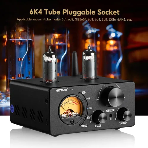 Miniatura 4 de AIYIMA Amplificador Bluetooth T9 200W Amplificador de alta fidelidad Digital Clase D Amplificador de potencia 2.0/2.1 Canal Tubo de vacío DAC Amp