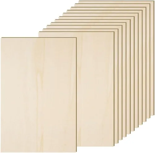 Miniatura 9 de Paquete de 6 hojas de madera de tilo de 10.7 x 7 x 1/4 pulgadas-6mm de grosor para manualidades, hojas de madera contrachapada sin terminar, paneles