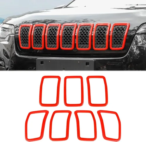 Miniatura 8 de JeCar Insertos de Parrilla ABS Kit de Moldura de Cubierta de Rejilla Compatible con Jeep Cherokee 2019-2021 KL, Negro