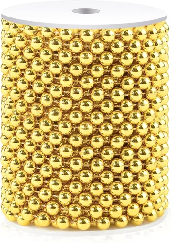 Miniatura 22 de Guirnalda de Perlas de 10MM, 10.06 Metros de Cadena de Perlas de Imitación Dorada, Rollo de Hilo para Decoración de Boda y Fiesta, Adornos