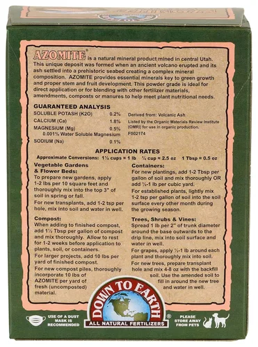 Miniatura 2 de Down To Earth All Natural Fertilizers Polvo orgánico de azomita con minerales de traza - Minerales esenciales para mejorar el crecimiento