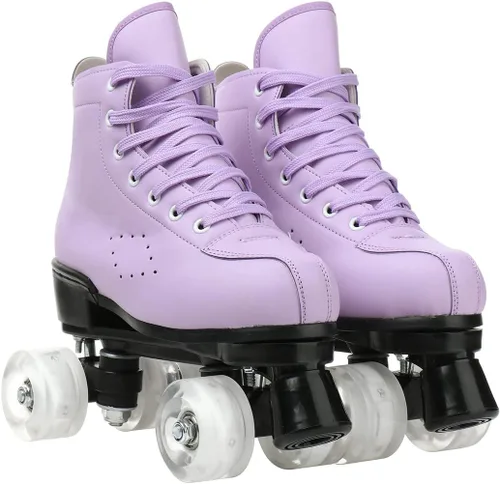 Miniatura 2 de Patines de ruedas para mujeres y hombres, zapatos altos de piel de vacuno, patines clásicos de doble fila, patines de cuatro ruedas para hombres