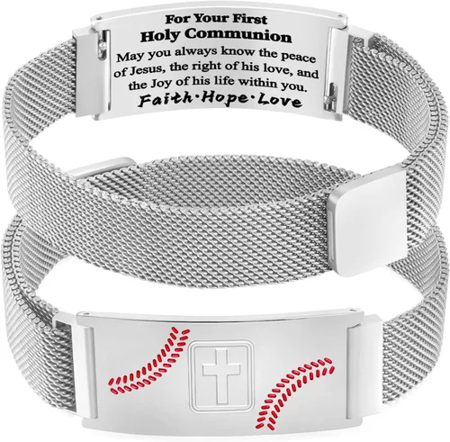 Miniatura 103 de Regalos de graduación, pulsera de fútbol, fútbol, baloncesto, béisbol, regalos de pulsera, pulseras de cruz de fe para hombres, bautismo, primera