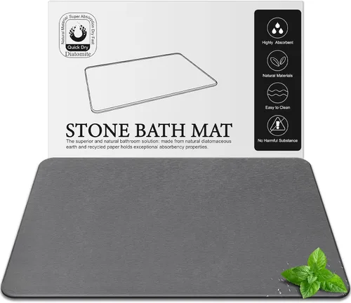 Miniatura 12 de Alfombra de Baño Grande de Piedra de Diatomita, Premium Antideslizante de Tierra de Diatomeas Natural para Bañera de Secado Rápido para Piso de Baño