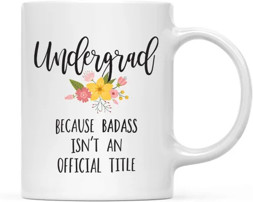 Miniatura 20 de Andaz Press Taza de café de 11 onzas, regalo de broma, tía porque Badass no es un título oficial, gráfico floral, 1 paquete