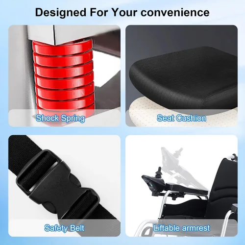 Miniatura 6 de Silla de ruedas eléctrica, ligera y portátil para adultos, sillas de ruedas motorizadas de 500 W, alcance de viaje de 25 millas de largo, silla