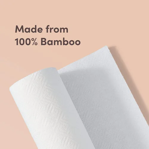 Miniatura 2 de Amazon Aware Toallas de papel de bambú, 12 rollos, 2 capas, certificado FSC, 150 hojas, 1800 unidades, paquete de 12, sin plástico, color blanco