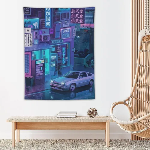 Miniatura 5 de josnmre Jdm Car Ae86 Tokyo Street Neno - Tapiz de pared para dormitorio, arte estético, decoración del hogar, dormitorio, aula, sala de estar, 30 x