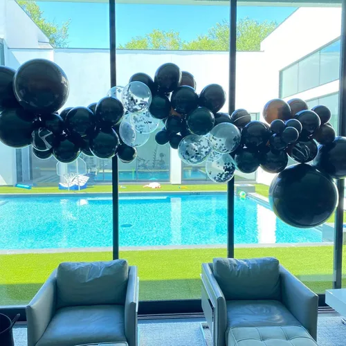 Miniatura 5 de Globos redondos gigantes de 24 pulgadas, paquete de 10 globos de látex negro para sesiones de fotos, bodas, baby shower, decoraciones de fiesta