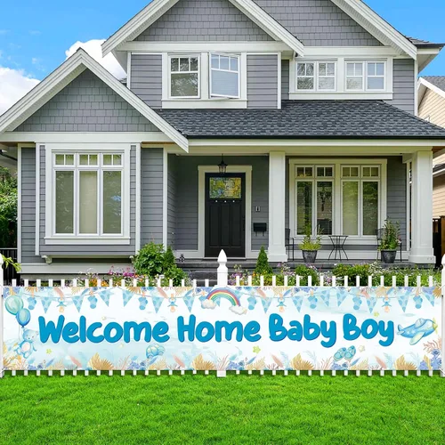 Miniatura 2 de Cartel de bienvenida a casa para bebé niño con texto en inglés "It's a Boy", decoración de baby shower, decoración de patio para niños, revelación