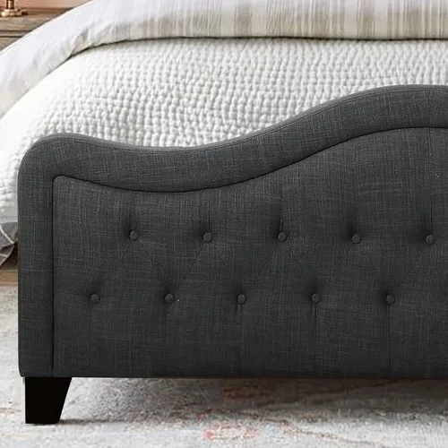 Miniatura 5 de Rosevera Turin Linen - Cama tapizada con paneles con cabecero ajustable con botones para dormitorio, tamaño Queen, carbono
