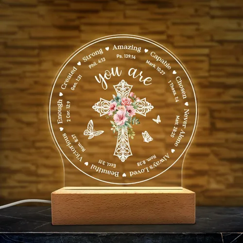 Miniatura 8 de SANDJEST Luz nocturna acrílica, regalos cristianos para mujeres, regalos inspiradores con versículos de la Biblia, decoración religiosa