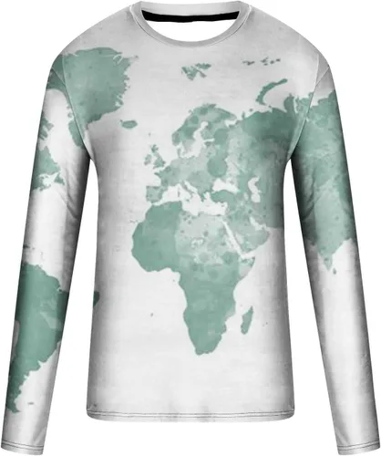 Miniatura 3 de Camisetas de manga larga con estampado de mapa del mundo en 3D para hombre, camisetas gráficas de la Tierra, camisetas de moda para otoño, regalos