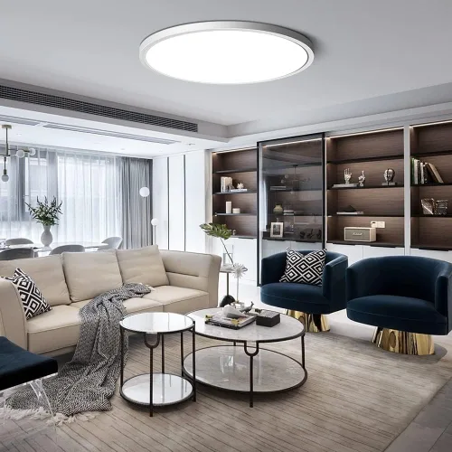 Miniatura 6 de Paquete de 2 lámparas LED de techo empotradas de 12 pulgadas, luz blanca diurna de 5000 K, 24 W 3200 LM, luces de techo planas redondas, luminosas