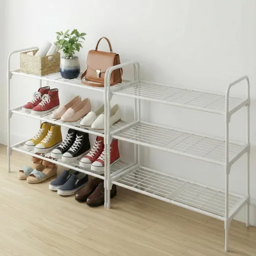 Miniatura 2 de 3-Tler - Zapatero organizador para zapatos, hierro inoxidable, estante espacioso para almacenamiento de zapatos para armario o entrada, se adapta a
