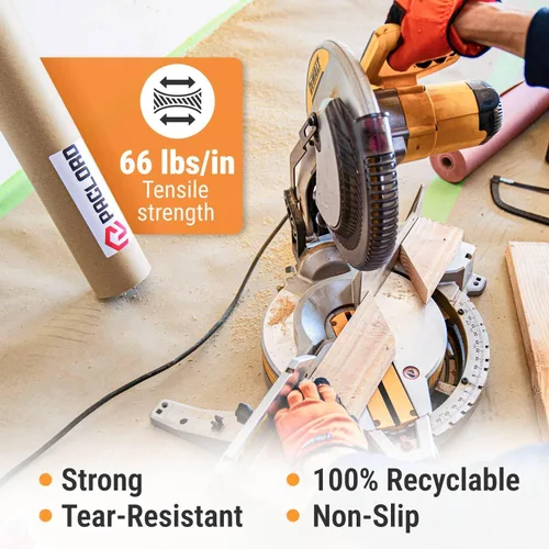 Miniatura 3 de Papel de protección para suelos de 18 pulgadas x 166 pies, rollo de papel de colofonia marrón fabricado en Estados Unidos, papel de construcción