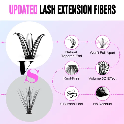 Miniatura 4 de Extensiones de pestañas Pawotence, racimos de 280 piezas, pestañas individuales en racimo, extensiones de pestañas 50D, mezcla de 9-16 mm, racimos