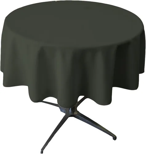 Miniatura 137 de LA Linen - Mantel redondo lavable de popelina de poliéster, resistente a manchas y arrugas, 51", mantel de tela para comedor, cocina, fiesta, Negro