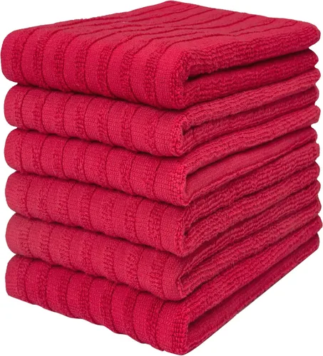 Miniatura 13 de Toallas de cocina premium (20"x 28", paquete de 6) Toallas de plato grandes de algodón Juego de textiles de cocina planos y de rizo altamente